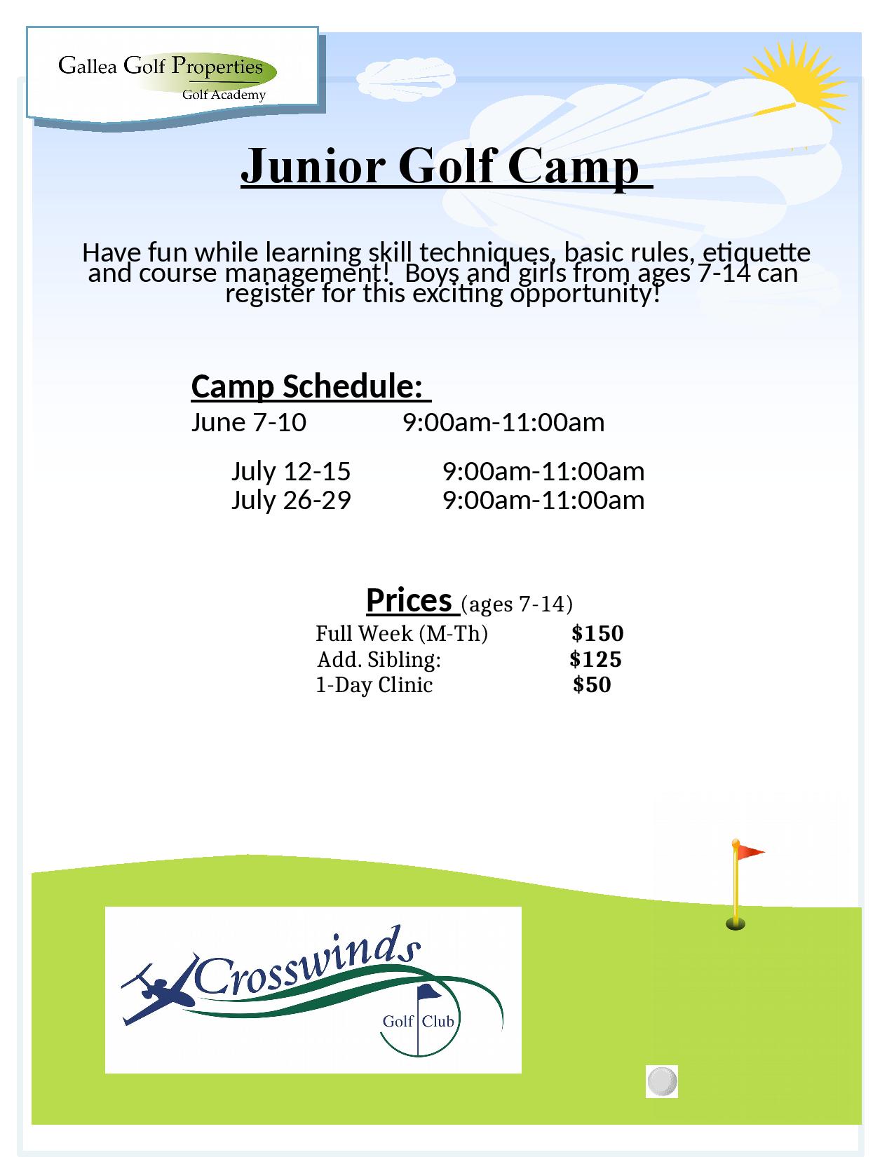 Junior Golf Academy Crosswinds Golf Club